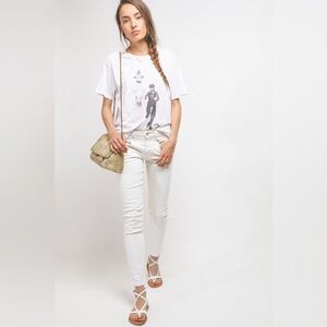 R13 Boy Skinny Designer White Low Mid Rise Slim Stretch Ankle Jeans Women's 25